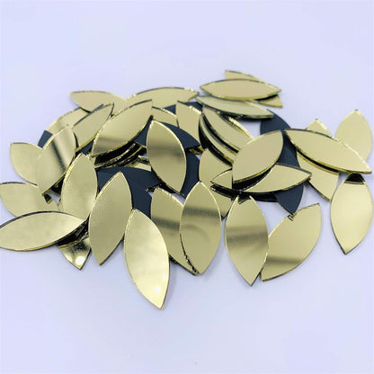 CHENRUI150pcs Petal Shaped Mirror Mosaic Tile Craft Mirrors (Yellow Gold)