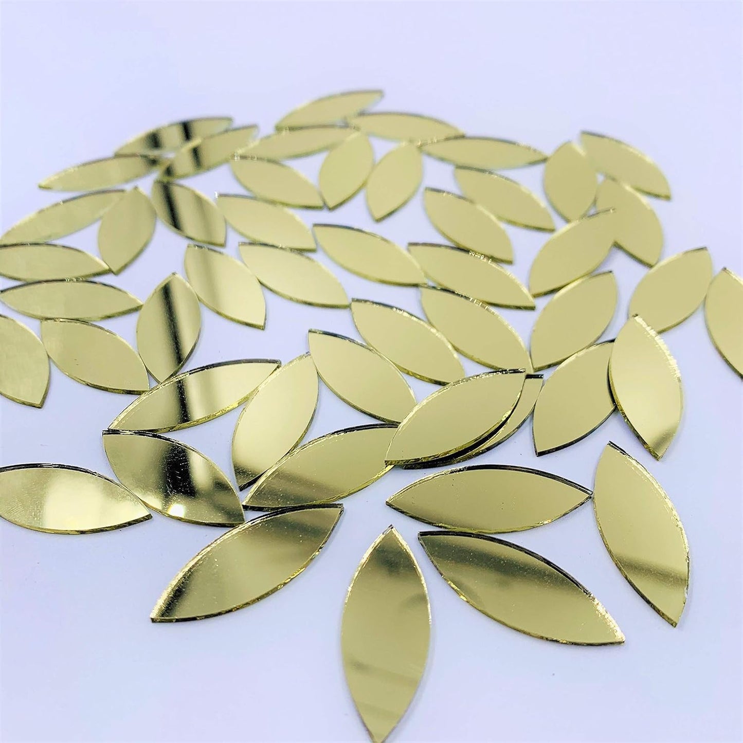 CHENRUI150pcs Petal Shaped Mirror Mosaic Tile Craft Mirrors (Yellow Gold)