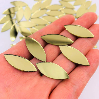 CHENRUI150pcs Petal Shaped Mirror Mosaic Tile Craft Mirrors (Yellow Gold)
