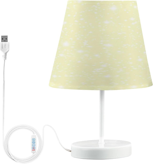 Goldenrod Yellow Table Lamp Glitter Bedside Lamps LED Night Light with USB Charging Port Dimmable for Bedrooms, Living Rooms,Kids Room, Study Rooms, Offices, Dorm