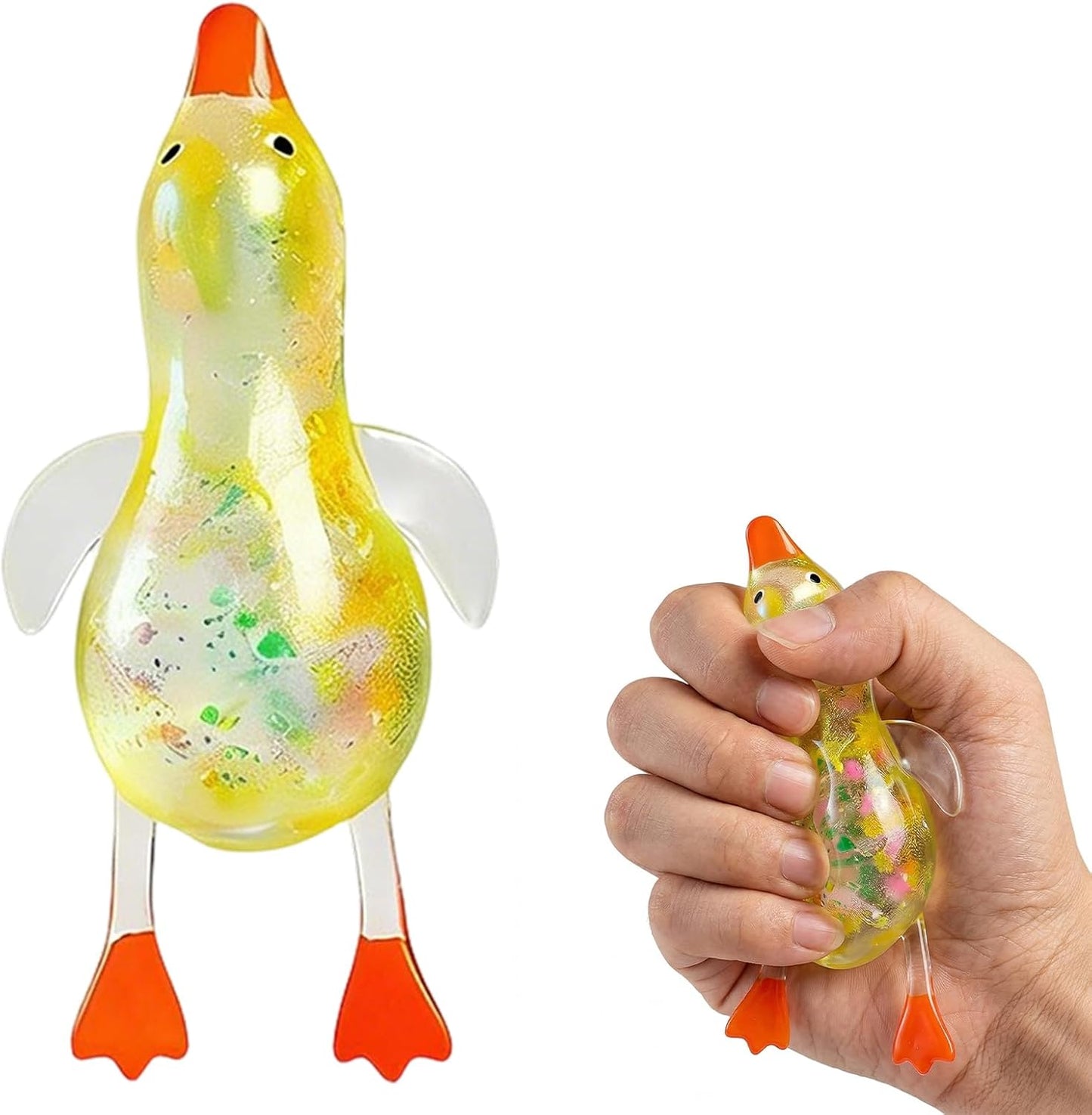 Cute Duck Squishy Sugar Stress Ball, Glitter Soft Squishy Duck Relief Stress Balls Ultra Soft Moldable Slow Rise Relaxing Fidget Stress for Anxiety Relief (Yellow)