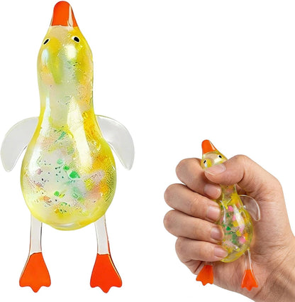 Cute Duck Squishy Sugar Stress Ball, Glitter Soft Squishy Duck Relief Stress Balls Ultra Soft Moldable Slow Rise Relaxing Fidget Stress for Anxiety Relief (Yellow)