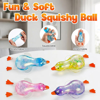 Cute Duck Squishy Sugar Stress Ball, Glitter Soft Squishy Duck Relief Stress Balls Ultra Soft Moldable Slow Rise Relaxing Fidget Stress for Anxiety Relief (Yellow)