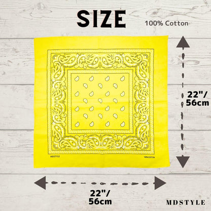 100% Cotton Bandana for Men & Women 22" x 22" Paisley Pattern Handkerchief Headband Scarf
