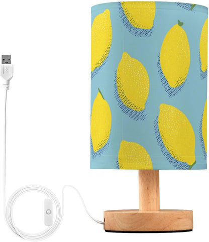 Bedside Table Lamp Lemon Yellow Citrus Fruits (95) Kids Nightstand Lamp Night Light Fabric Shade for Bedroom Living Room Home Office