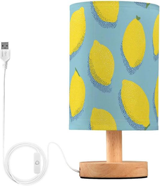 Bedside Table Lamp Lemon Yellow Citrus Fruits (95) Kids Nightstand Lamp Night Light Fabric Shade for Bedroom Living Room Home Office