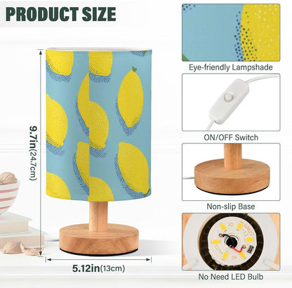 Bedside Table Lamp Lemon Yellow Citrus Fruits (95) Kids Nightstand Lamp Night Light Fabric Shade for Bedroom Living Room Home Office