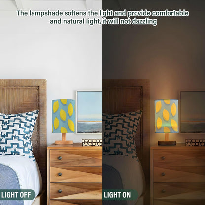 Bedside Table Lamp Lemon Yellow Citrus Fruits (95) Kids Nightstand Lamp Night Light Fabric Shade for Bedroom Living Room Home Office