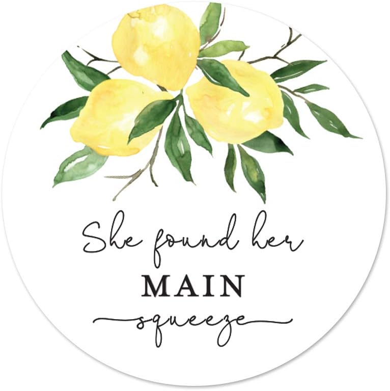 2-Inch Round She Found Her Main Squeeze Lemon Bridal Shower Favor Stickers (40 Labels)