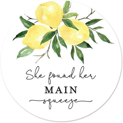 2-Inch Round She Found Her Main Squeeze Lemon Bridal Shower Favor Stickers (40 Labels)