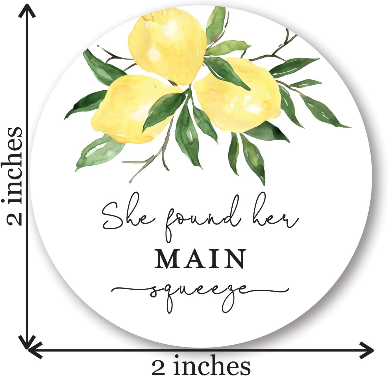 2-Inch Round She Found Her Main Squeeze Lemon Bridal Shower Favor Stickers (40 Labels)