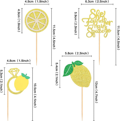 24Pcs Lemon Cupcake Toppers She found her Main Squeeze Cupcake Picks for Fruit Lemon Bridal Shower Engagament Proposal Party Wedding Cupcake Cake Decorations