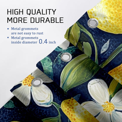 Lemon Shower Curtain, Vibrant Yellow Citrus Bath Curtain for Bathroom Decor, Summer Tropical Modern Waterproof Fabric Shower Curtain Set with Hooks 62x72 Inch
