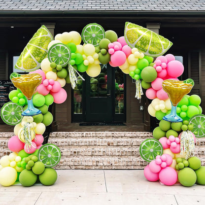 Lemon-Balloons Margarita-Balloon 10PCS Lime Fruit Green Lemon Foil Balloons Margs and Matrimony Bachelorette Birthday Wedding Fiesta Party Decorations Supply