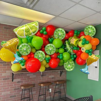 Lemon-Balloons Margarita-Balloon 10PCS Lime Fruit Green Lemon Foil Balloons Margs and Matrimony Bachelorette Birthday Wedding Fiesta Party Decorations Supply