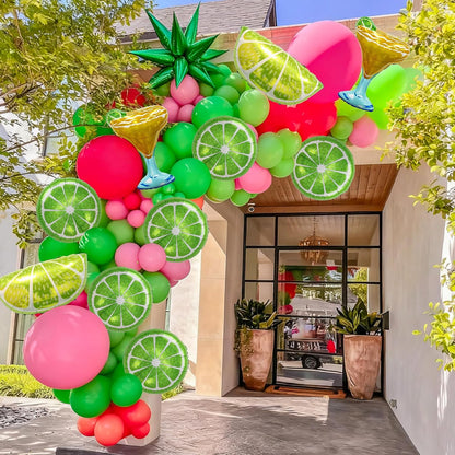Lemon-Balloons Margarita-Balloon 10PCS Lime Fruit Green Lemon Foil Balloons Margs and Matrimony Bachelorette Birthday Wedding Fiesta Party Decorations Supply