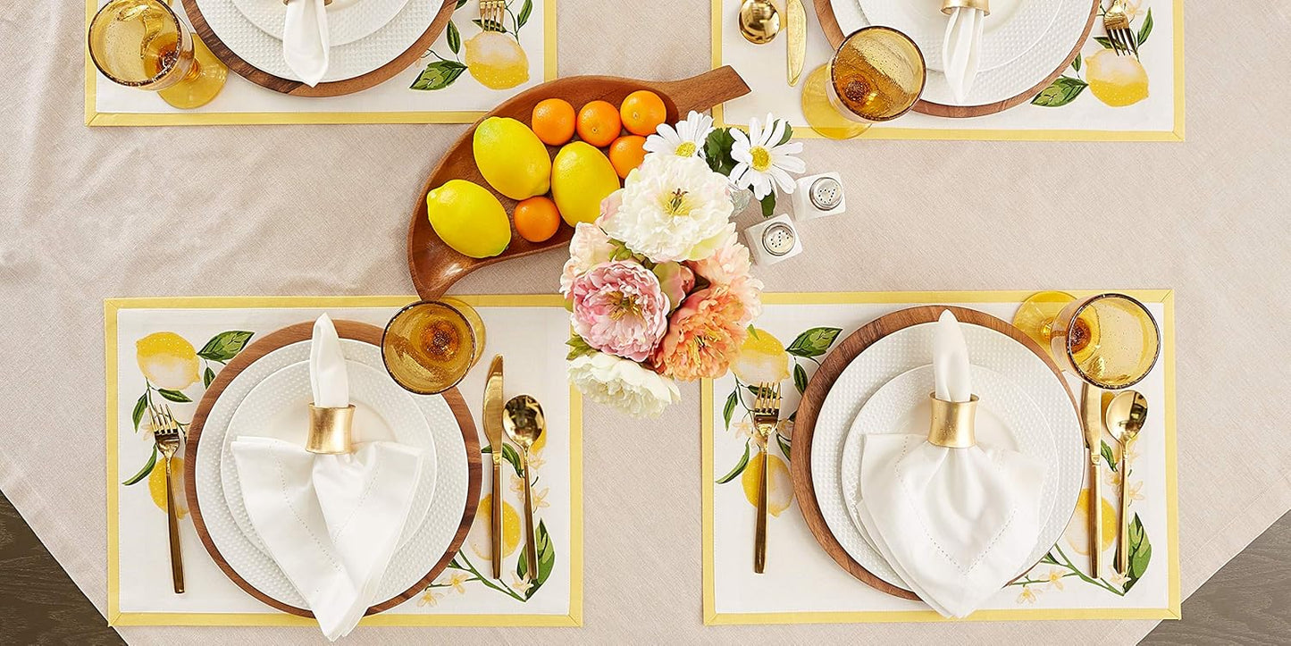 Lemon Bliss Tabletop Collection, Placemat Set, 6 Piece