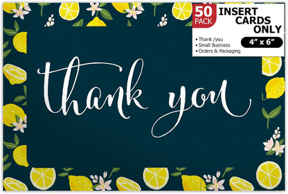 (50 Count of Large 4x6 Lemons Thank You Insert Cards Without Envelopes For Your Small Online Business - Displays Customer Appreciation - Great For Baby Showers and Weddings