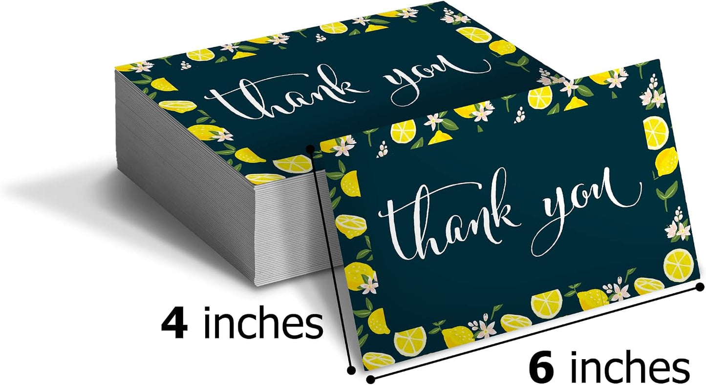 (50 Count of Large 4x6 Lemons Thank You Insert Cards Without Envelopes For Your Small Online Business - Displays Customer Appreciation - Great For Baby Showers and Weddings