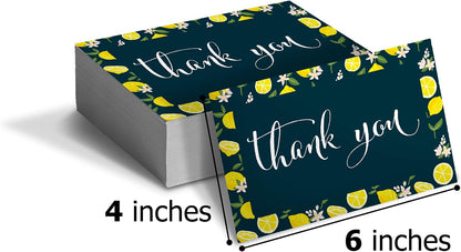 (50 Count of Large 4x6 Lemons Thank You Insert Cards Without Envelopes For Your Small Online Business - Displays Customer Appreciation - Great For Baby Showers and Weddings
