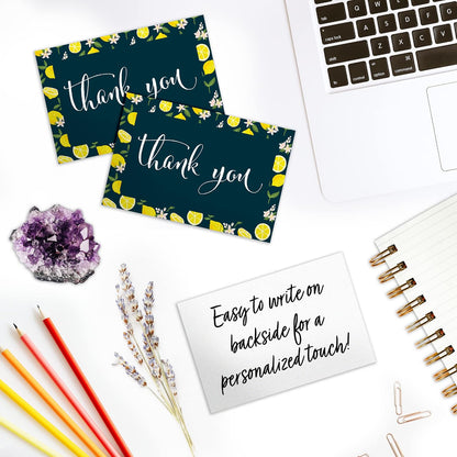 (50 Count of Large 4x6 Lemons Thank You Insert Cards Without Envelopes For Your Small Online Business - Displays Customer Appreciation - Great For Baby Showers and Weddings