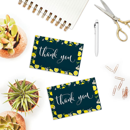 (50 Count of Large 4x6 Lemons Thank You Insert Cards Without Envelopes For Your Small Online Business - Displays Customer Appreciation - Great For Baby Showers and Weddings