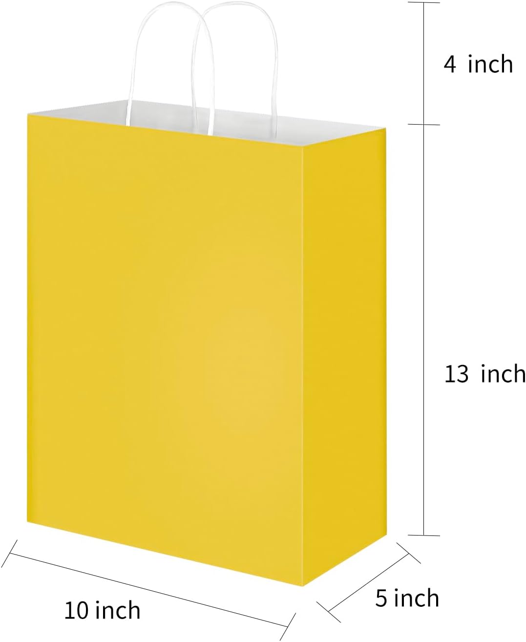50 Pack 10x5x13 Yellow Kraft Paper Bags with Handles Bulk for Birthday Party Favors Grocery Retail Shopping Business Goody Recycled Craft Gift Bags (Large Size, 50 Count)
