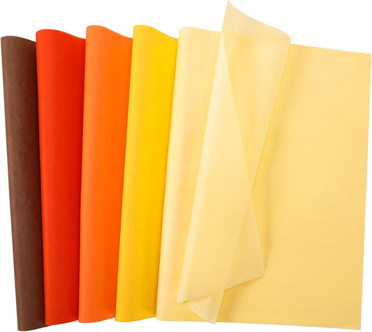 100 Sheets Fall Tissue Paper Wrapping Paper for Gift Bags 5 Colors | 19.7 ×13.8 Inch, Orange Yellow Brown, Thanksgiving Autumn DIY Crafts, Gift Packing Party Decoration