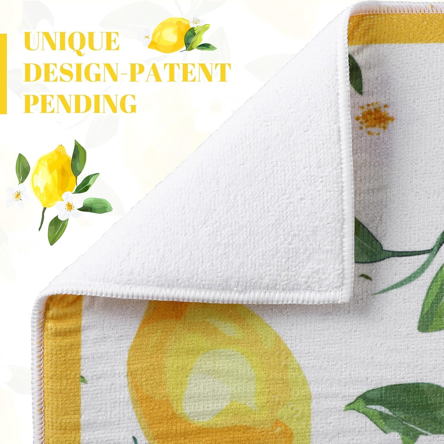Lemon Dish Drying Mat 18" x 24" Summer Microfiber Drying Mats Extra Large Absorbent Reusable Kitchen Counter Draining Mat for Kitchen Coffee Bar Decor