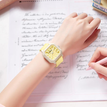 Gosasa Women’s Quartz Watch Big Arabic Numbers Easy to Read Square Watch | Colorful Silicone Strap,Casual Ladies Analog Wrist Watch,30M Water Resistant
