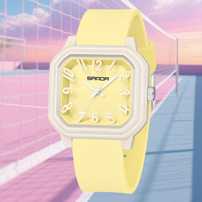 Gosasa Women’s Quartz Watch Big Arabic Numbers Easy to Read Square Watch | Colorful Silicone Strap,Casual Ladies Analog Wrist Watch,30M Water Resistant