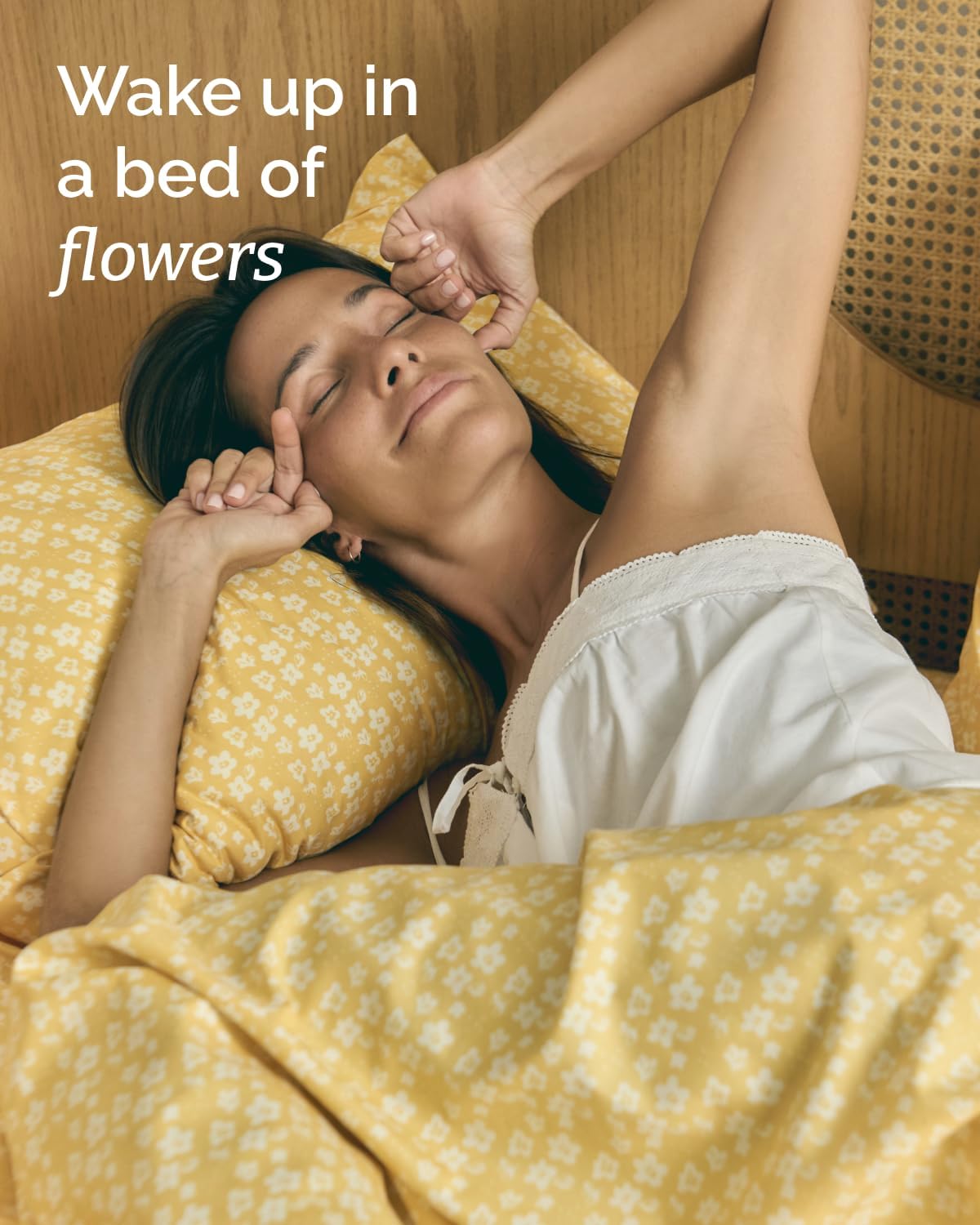 Floral Sheets - Yellow Floral Bed Sheet Set - 1 Flat, 1 Fitted & 2 Pillowcases w/ Deep Pockets - Comfy, Wrinkle & Fade Free - Boho Botanical Bedding - Ultra-Soft, Breathable & Cooling - Queen Size Set