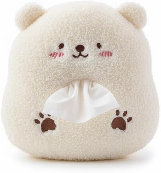 Cute Chick Car Tissue Holder Plush Yellow Duck Vehicle Napkin Dispenser Soft Cartoon Animal Backseat Tissue Box for Auto Interior (Bear)