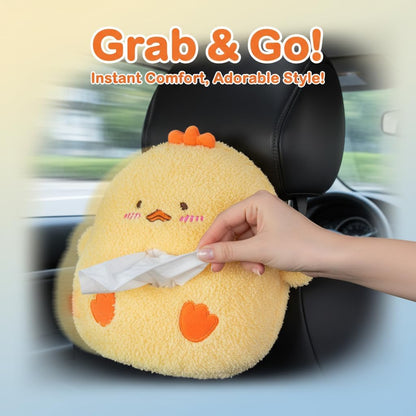Cute Chick Car Tissue Holder Plush Yellow Duck Vehicle Napkin Dispenser Soft Cartoon Animal Backseat Tissue Box for Auto Interior (Bear)