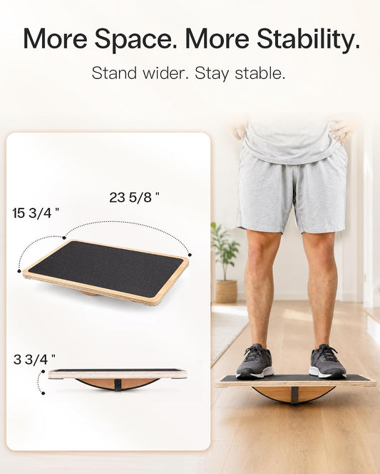 Wooden Balance Board, Basic Rocker or Advanced 360° Wobble | Beginner-to-Advanced Options, Non-Slip Surface, Ankle Rehab, Physical Therapy, Core Stability and Balance Training