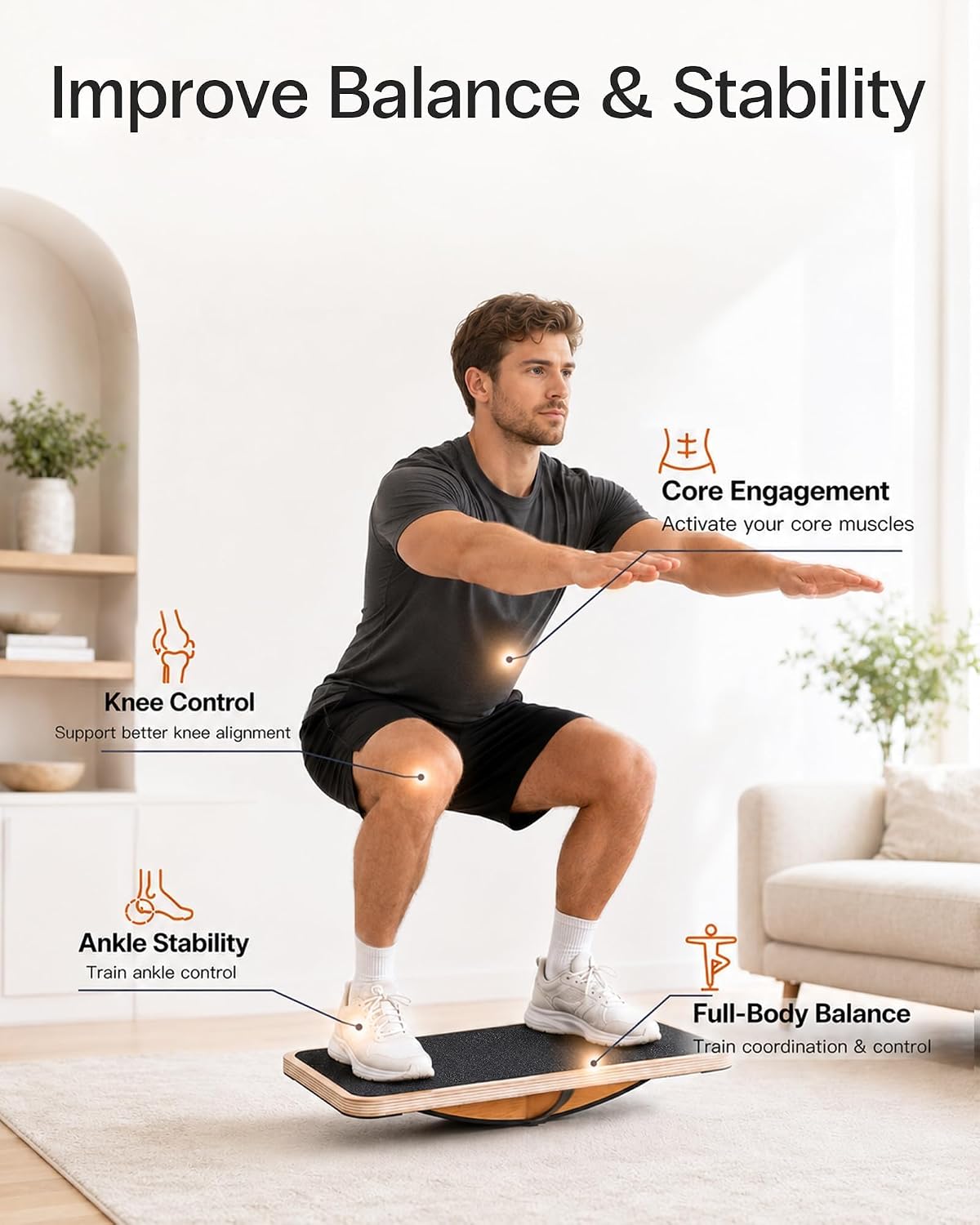 Wooden Balance Board, Basic Rocker or Advanced 360° Wobble | Beginner-to-Advanced Options, Non-Slip Surface, Ankle Rehab, Physical Therapy, Core Stability and Balance Training
