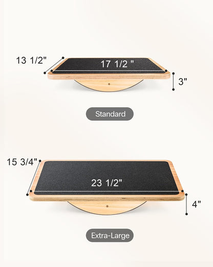 Wooden Balance Board, Basic Rocker or Advanced 360° Wobble | Beginner-to-Advanced Options, Non-Slip Surface, Ankle Rehab, Physical Therapy, Core Stability and Balance Training
