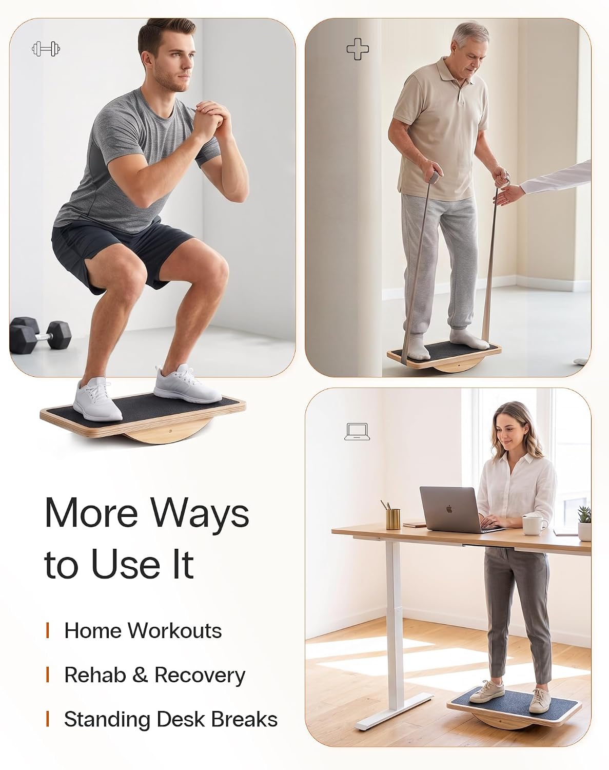 Wooden Balance Board, Basic Rocker or Advanced 360° Wobble | Beginner-to-Advanced Options, Non-Slip Surface, Ankle Rehab, Physical Therapy, Core Stability and Balance Training