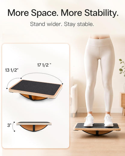 Wooden Balance Board, Basic Rocker or Advanced 360° Wobble | Beginner-to-Advanced Options, Non-Slip Surface, Ankle Rehab, Physical Therapy, Core Stability and Balance Training