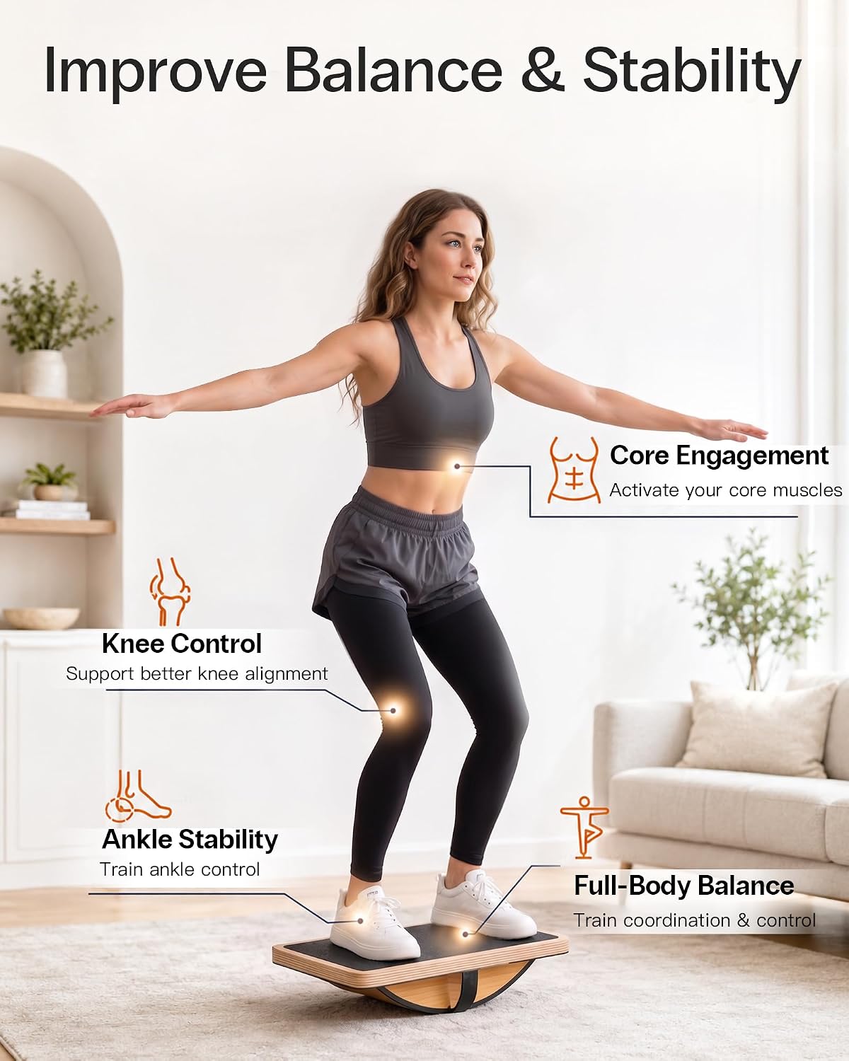 Wooden Balance Board, Basic Rocker or Advanced 360° Wobble | Beginner-to-Advanced Options, Non-Slip Surface, Ankle Rehab, Physical Therapy, Core Stability and Balance Training