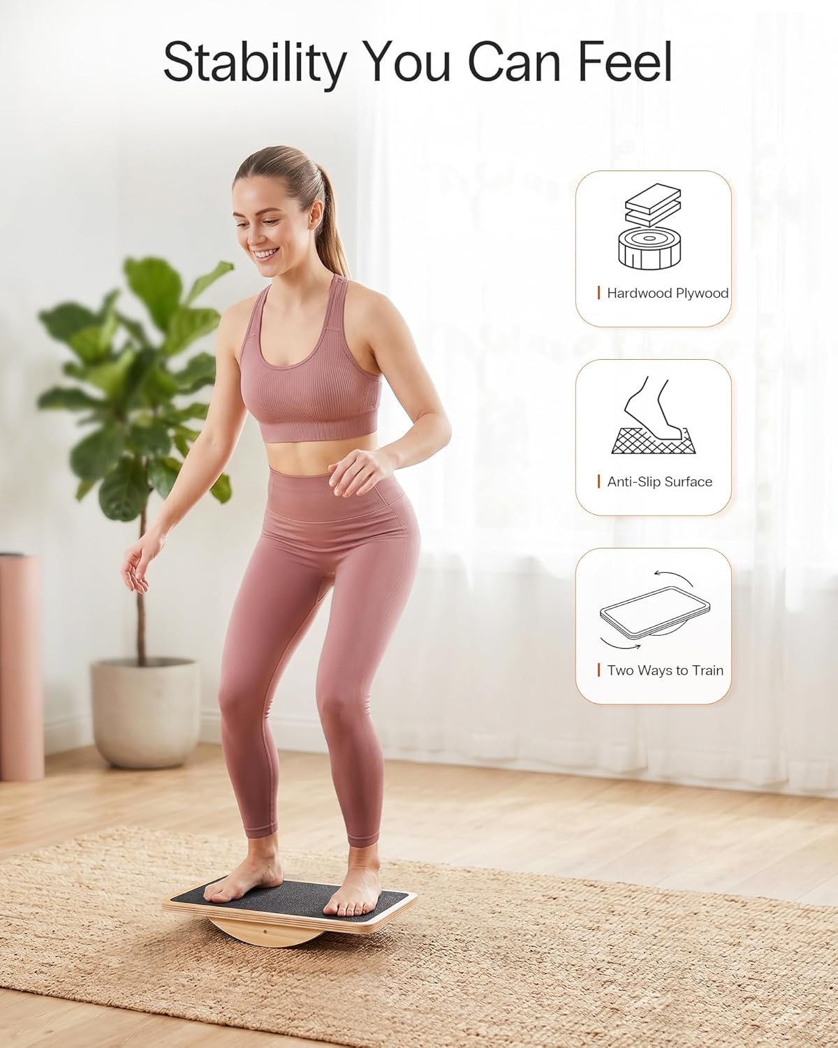 Wooden Balance Board, Basic Rocker or Advanced 360° Wobble | Beginner-to-Advanced Options, Non-Slip Surface, Ankle Rehab, Physical Therapy, Core Stability and Balance Training