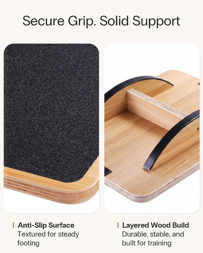 Wooden Balance Board, Basic Rocker or Advanced 360° Wobble | Beginner-to-Advanced Options, Non-Slip Surface, Ankle Rehab, Physical Therapy, Core Stability and Balance Training