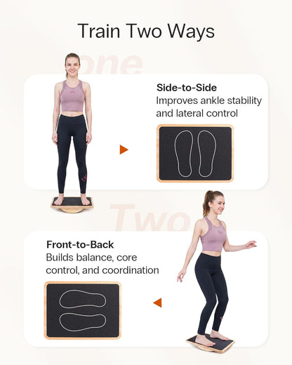Wooden Balance Board, Basic Rocker or Advanced 360° Wobble | Beginner-to-Advanced Options, Non-Slip Surface, Ankle Rehab, Physical Therapy, Core Stability and Balance Training