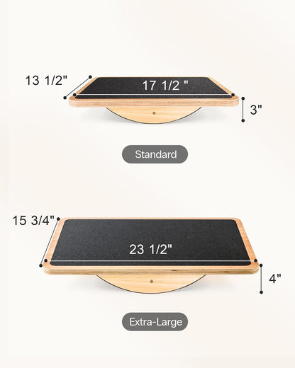 Wooden Balance Board, Basic Rocker or Advanced 360° Wobble | Beginner-to-Advanced Options, Non-Slip Surface, Ankle Rehab, Physical Therapy, Core Stability and Balance Training