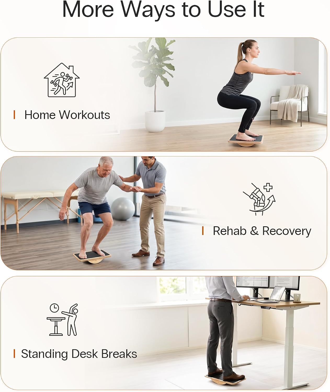 Wooden Balance Board, Basic Rocker or Advanced 360° Wobble | Beginner-to-Advanced Options, Non-Slip Surface, Ankle Rehab, Physical Therapy, Core Stability and Balance Training