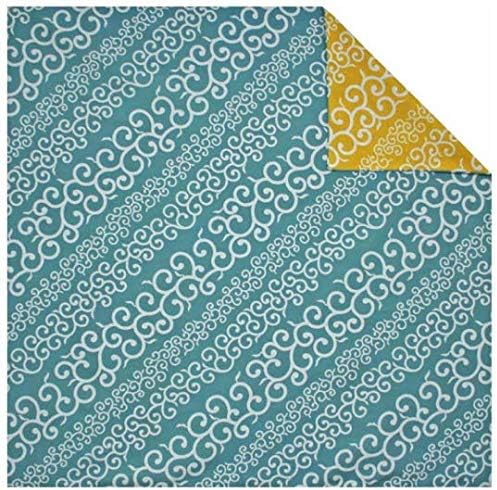 103cm Furoshiki Japanese Cotton Large Fabric Wrapping Cloth Karakusa Stripe Reversible Fabric Eco Bag Japanese Gifts Souvenir for Unisex Home Decor (Green/Yellow)
