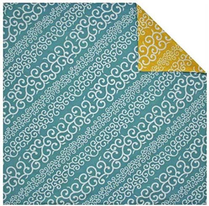 103cm Furoshiki Japanese Cotton Large Fabric Wrapping Cloth Karakusa Stripe Reversible Fabric Eco Bag Japanese Gifts Souvenir for Unisex Home Decor (Green/Yellow)