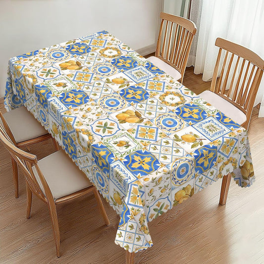 Lemon Sicily Rectangle Tablecloths Vintage Lemon Table Cloths Dacorative Kitchen Dining Tablecloth for Rectangular Tables,Washable Table Cover for Party 54 x 72 Inch