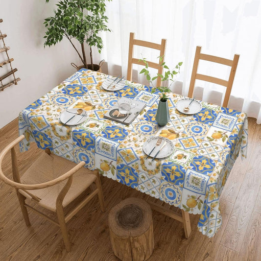 Lemon Sicily Rectangle Tablecloths Vintage Lemon Table Cloths Dacorative Kitchen Dining Tablecloth for Rectangular Tables,Washable Table Cover for Party 54 x 72 Inch