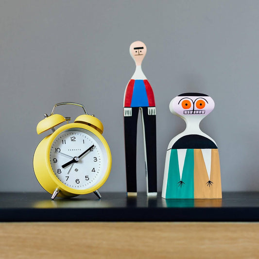 ® Charlie Bell Echo Alarm Clock | Modern take on Classic Twin Bell Clock | Yellow | Easy to Read Numbers | Ideal for Bedside, Desk or Shelf | Modern Retro Bedroom & Office Accessory